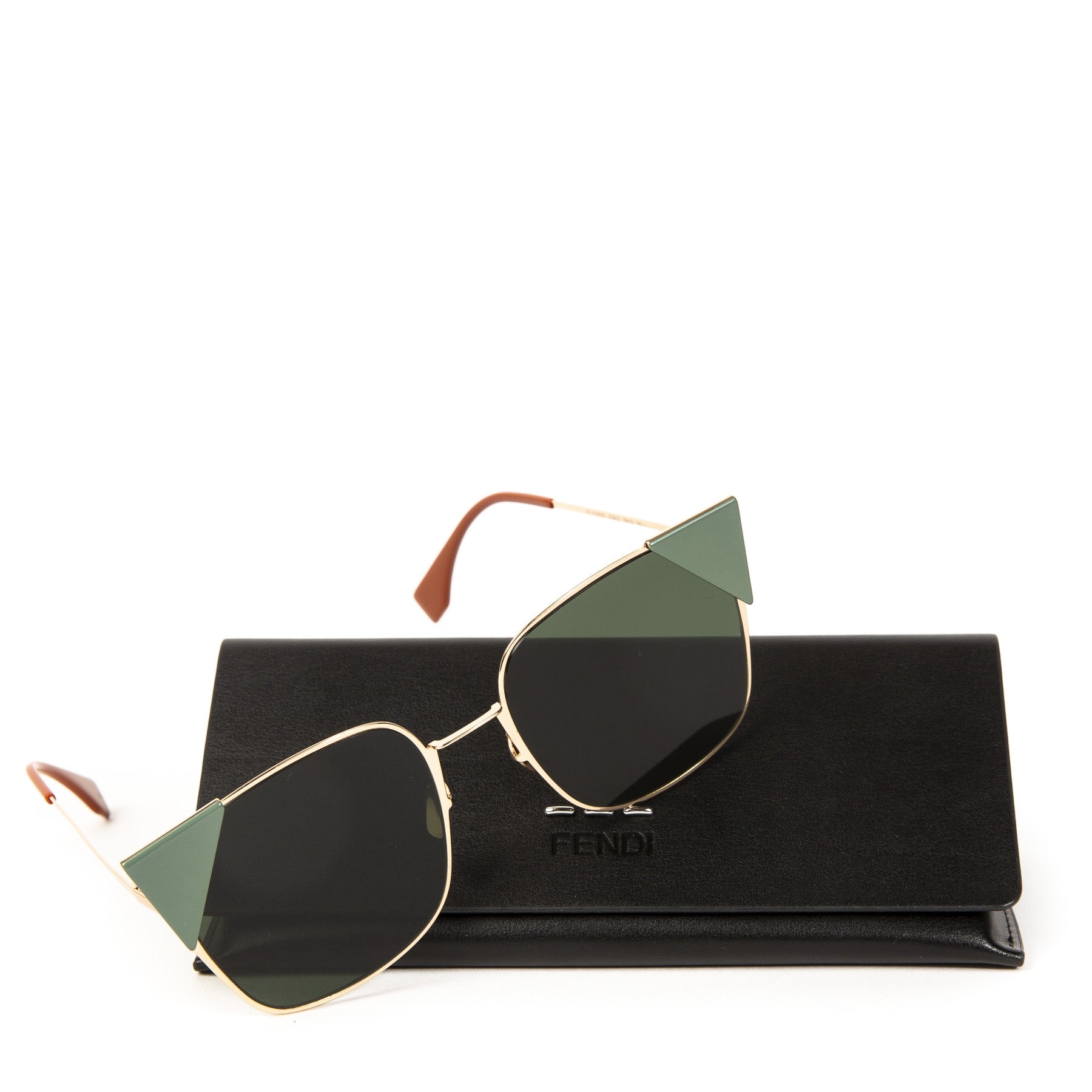 Authentique seconde main vintage Fendi Green Rose Gold Iridia Sunglasses achète en ligne webshop LabelLOV