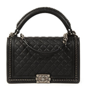 Authentic second-hand vintage Chanel Black Boy Bag Handle buy online at webshop LabelLOV