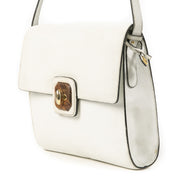 Authentieke Tweedehands Delvaux White Crossbody Bag with Bamboo Detail juiste prijs veilig online shoppen luxe merken webshop winkelen Antwerpen België mode fashion