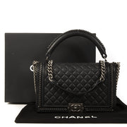Authentique seconde main vintage Chanel Black Boy Bag Handle achète en ligne webshop LabellOV