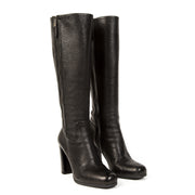 Authentieke Tweedehands Prada Black Leather Calzature Donna Boots juiste prijs veilig online shoppen webshop luxe merken winkelen Antwerpen België mode fashion