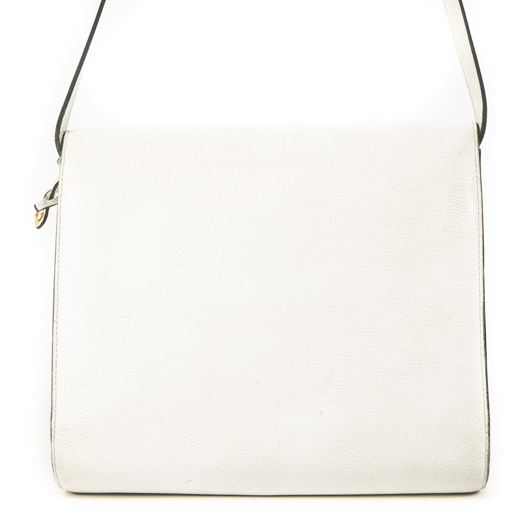 Authentieke Tweedehands Delvaux White Crossbody Bag with Bamboo Detail juiste prijs veilig online shoppen luxe merken webshop winkelen Antwerpen België mode fashion