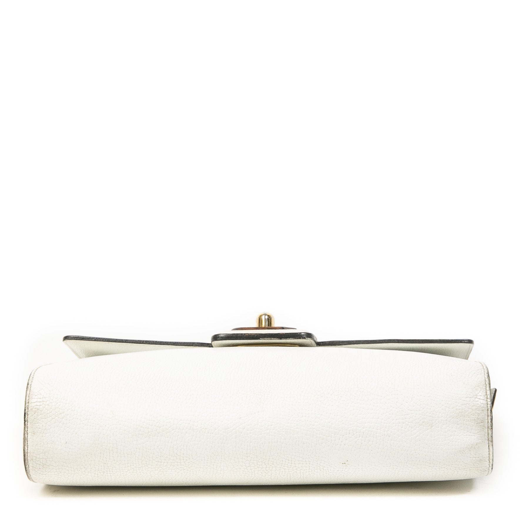 Authentieke Tweedehands Delvaux White Crossbody Bag with Bamboo Detail juiste prijs veilig online shoppen luxe merken webshop winkelen Antwerpen België mode fashion