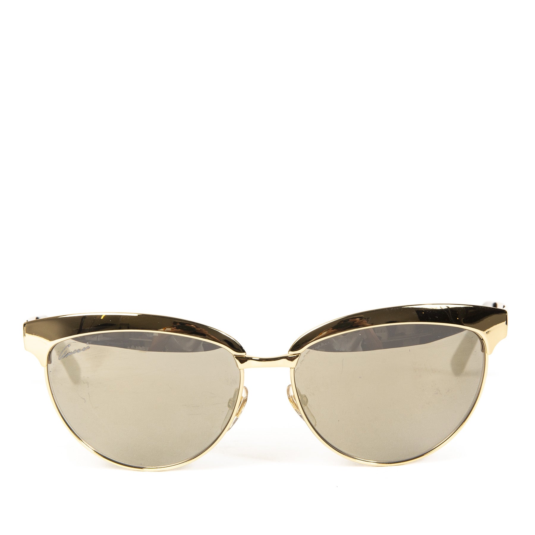 Gucci Gold Mirrored Cat Eye Sunglasses