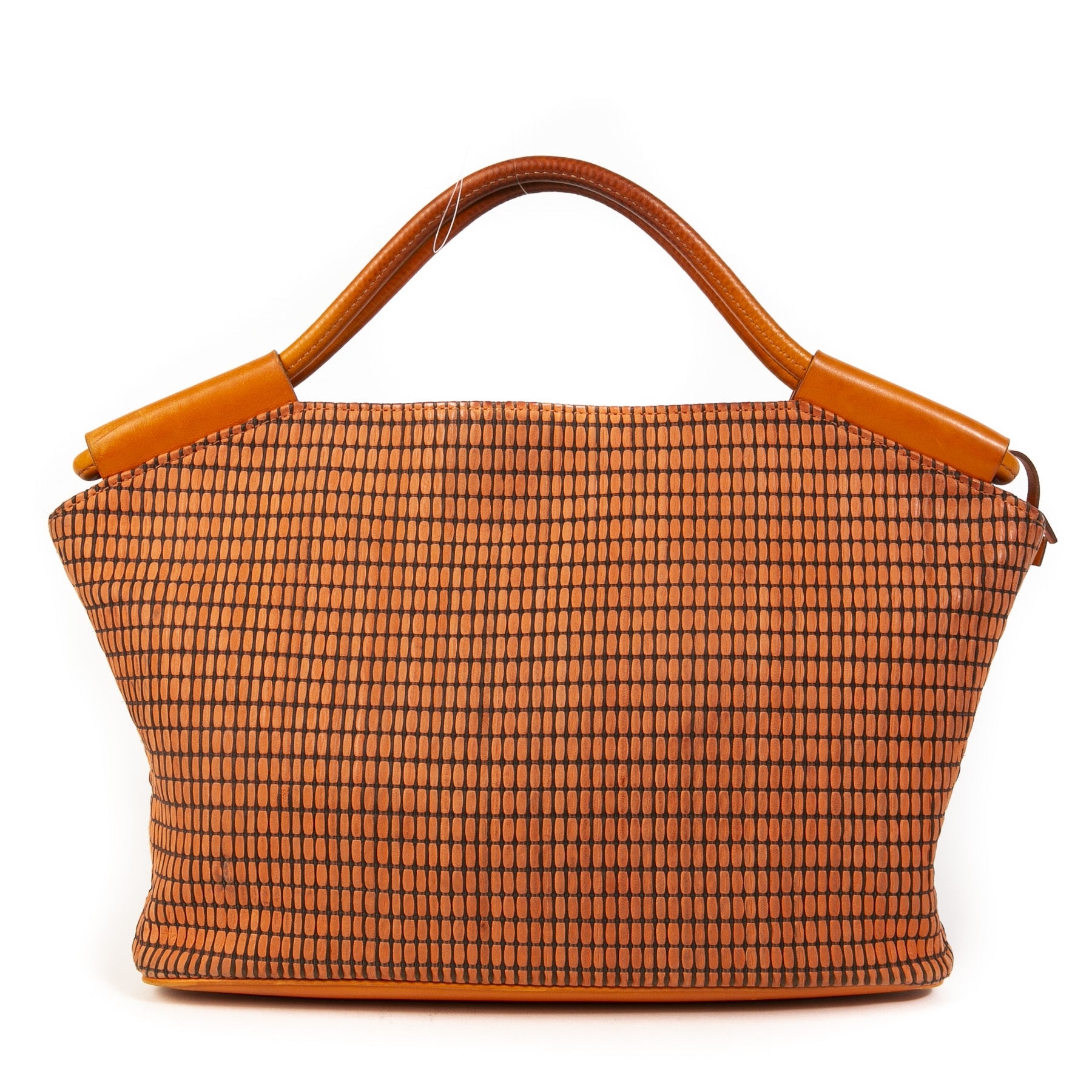 Authentic second-hand vintage Delvaux Orange Top Handle Bag buy online webshop LabelLOV