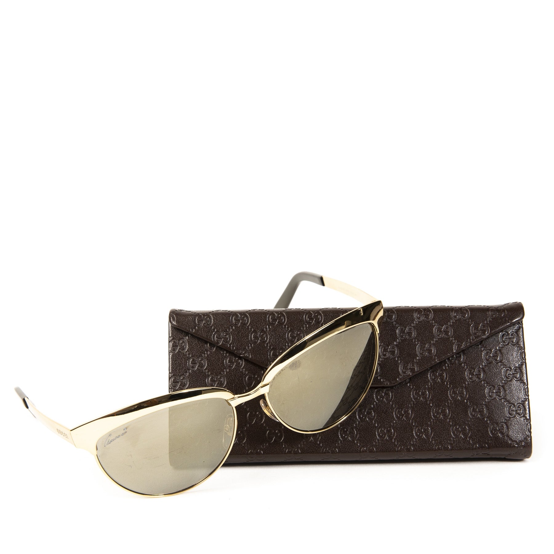 Gucci Gold Mirrored Cat Eye Sunglasses