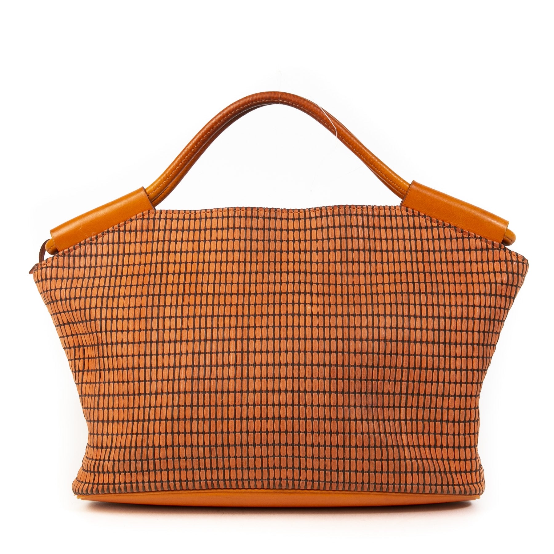 Authentique seconde main vintage Delvaux Orange Top Handle Bag achète en ligne webshop LabelLOV