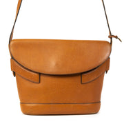 Authentieke Tweedehands Delvaux Cognac Leather Front Flap Shoulder Bag juiste prijs veilig online shoppen luxe merken webshop winkelen Antwerpen België mode fashion