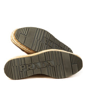 Authentique seconde main vintage Prada Cognac Woven Flatform Espadrilles achète en ligne webshop LabelLOV