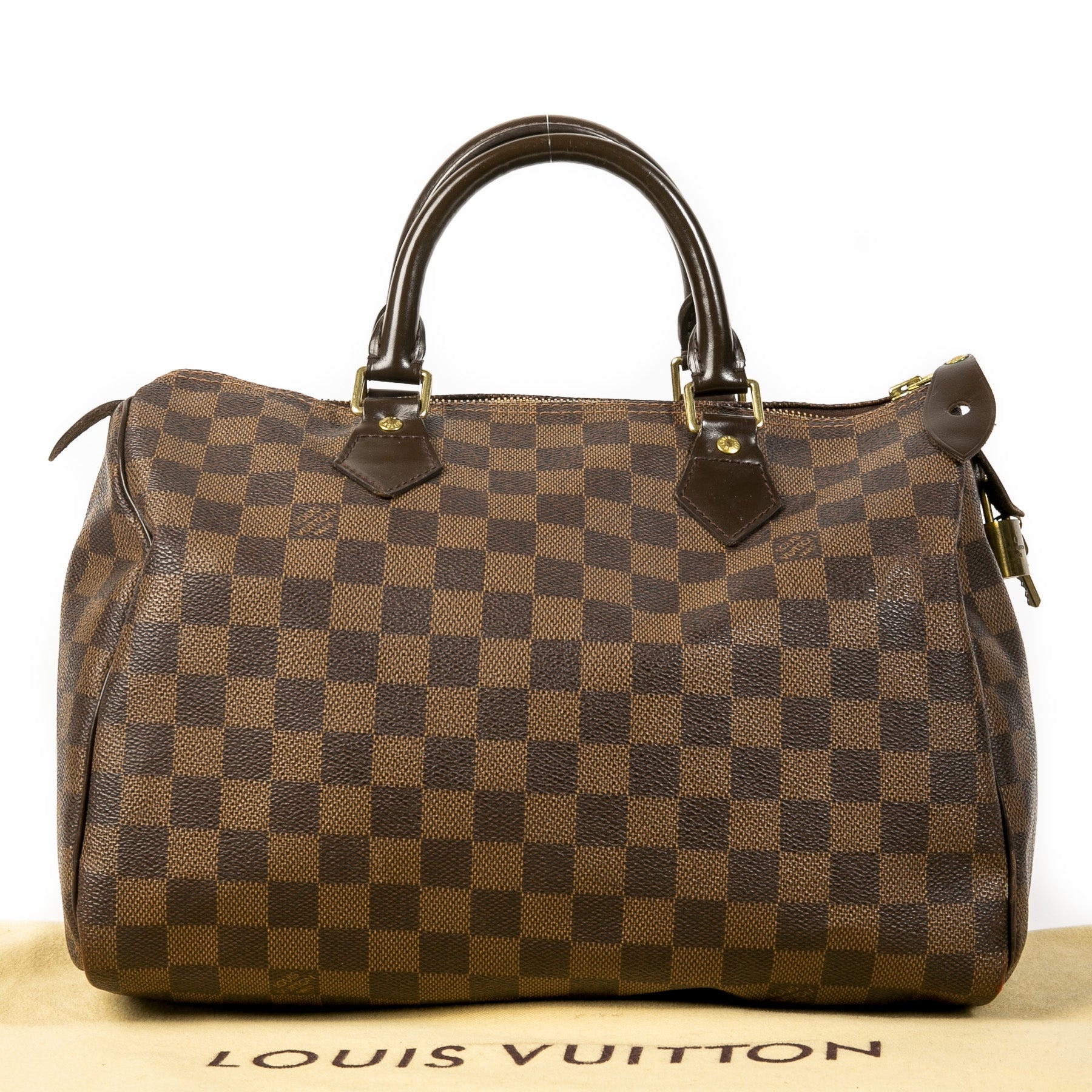 Authentieke tweedehands vintage Louis Vuitton Speedy 30 Damier Ebene Bag koop online webshop LabelLOV