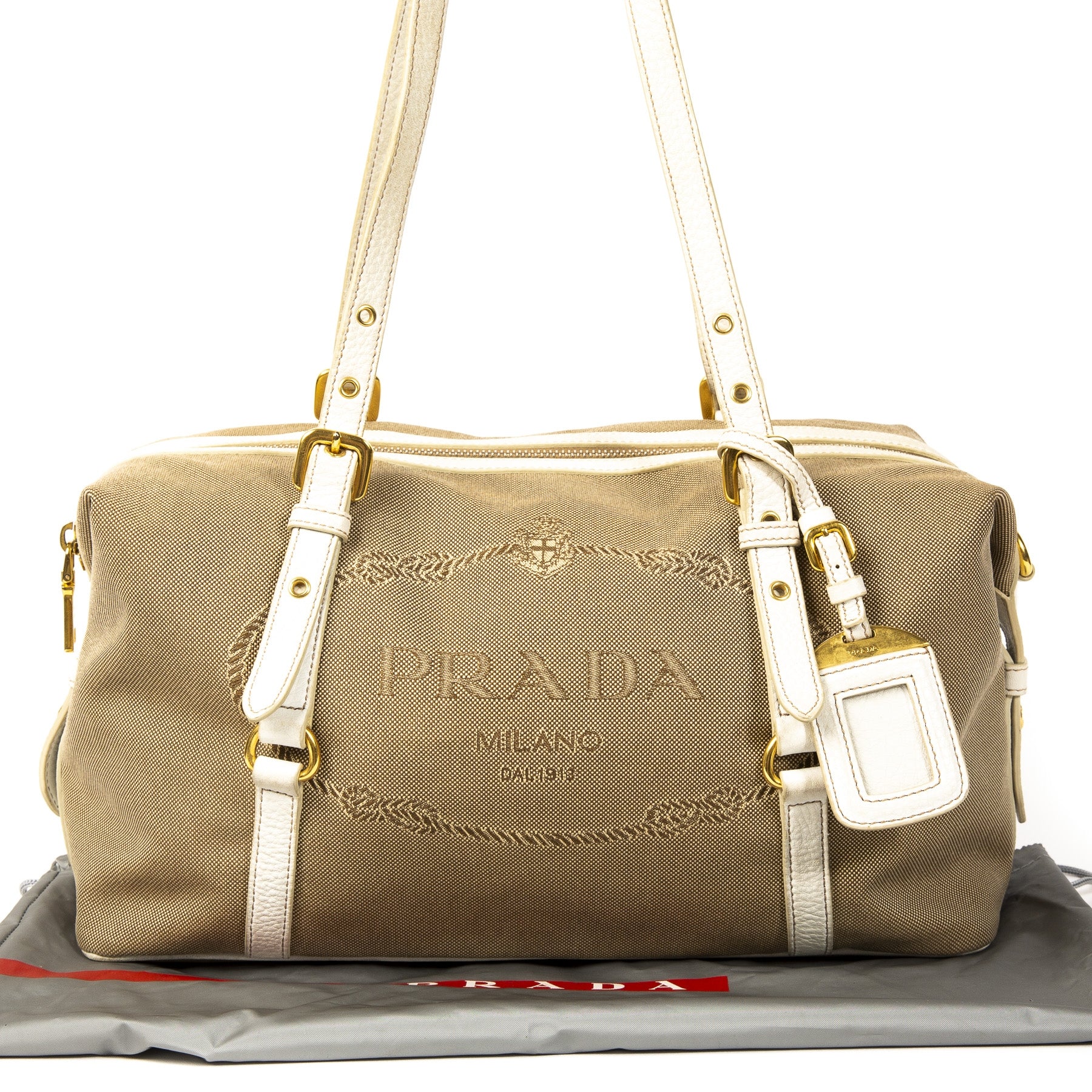Sac bandoulière Boston Prada en jacquard siglé