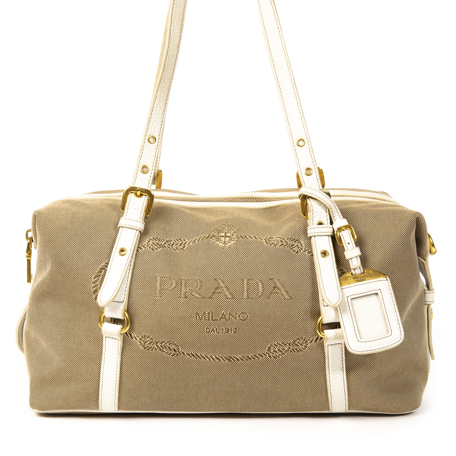Prada Logo Jacquard Shoulder Bag Boston Bag