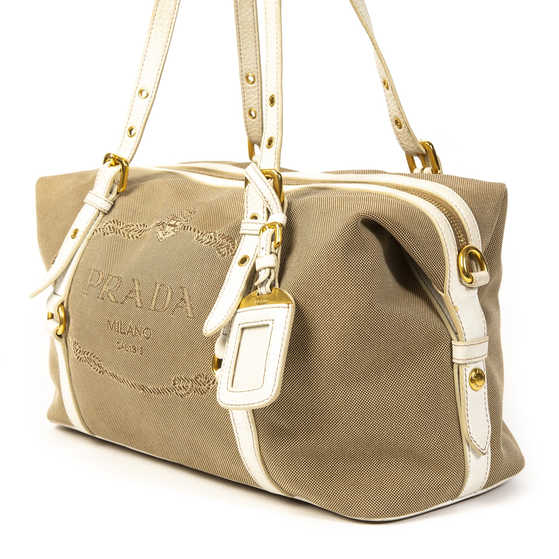 Sac bandoulière Boston Prada en jacquard siglé