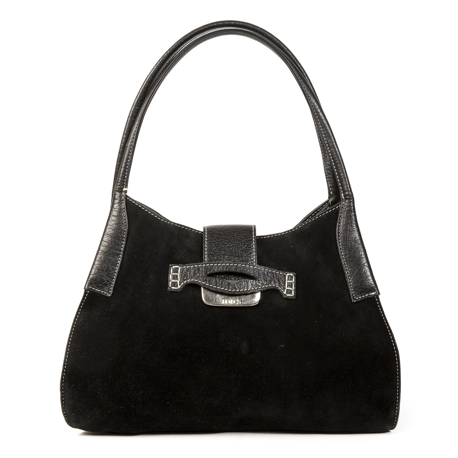 Authentic second-hand vintage Tods Black Suede Shoulder Bag buy online webshop LabelLOV