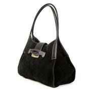 Authentique seconde main vintage Tods Black Suede Shoulder Bag achète en ligne webshop LabelLOV