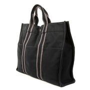 Hermes Black & Grey Canvas Fourre Tout Tote Bag