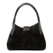 Authentieke tweedehands vintage Tods Black Suede Shoulder Bag koop online webshop LabelLOV