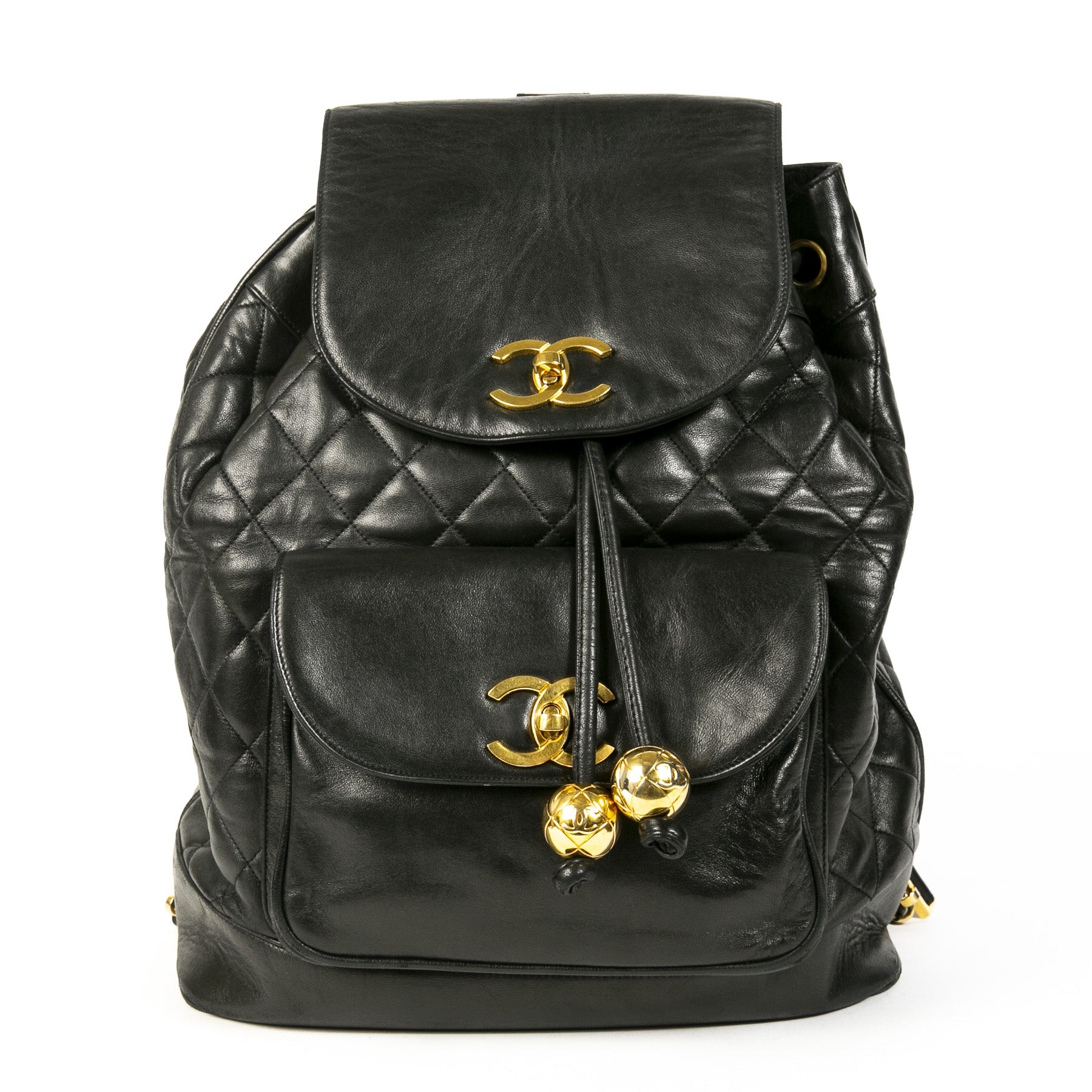Authentieke Tweedehands Chanel Black Quilted Leather Backpack juiste prijs veilig online shoppen luxe merken webshop winkelen Antwerpen België mode fashion