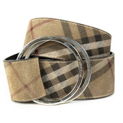 Secondhand Burberry Brown Belt with silver hoops at Labellov Antwerp