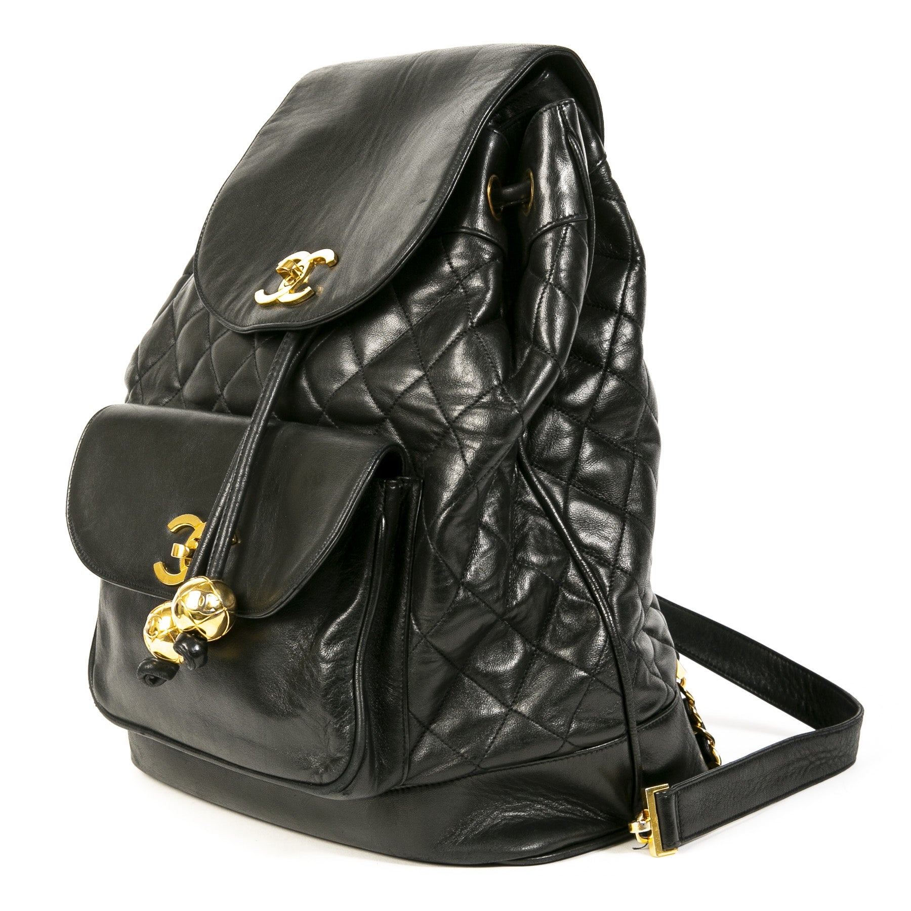 Authentieke Tweedehands Chanel Black Quilted Leather Backpack juiste prijs veilig online shoppen luxe merken webshop winkelen Antwerpen België mode fashion