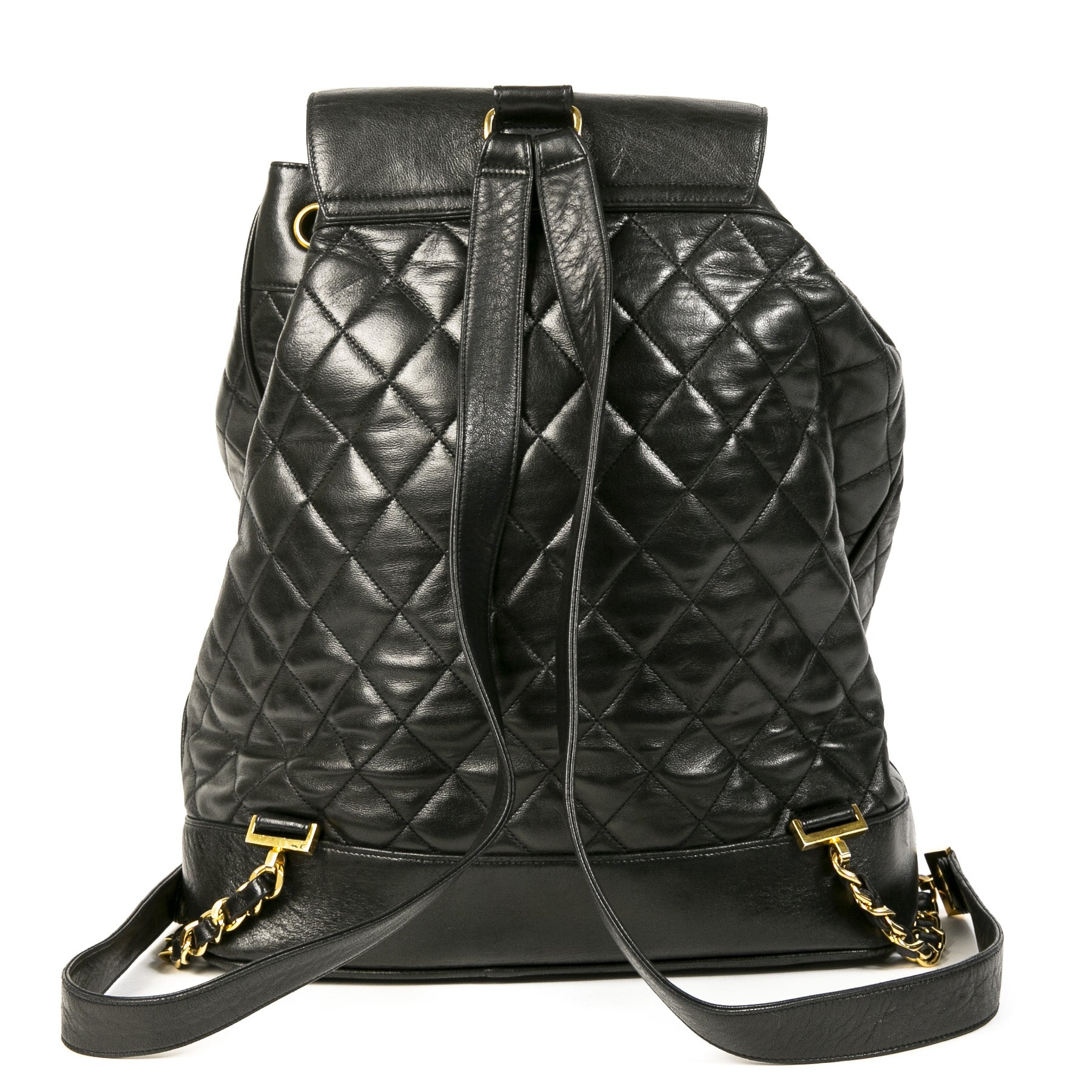 Authentieke Tweedehands Chanel Black Quilted Leather Backpack juiste prijs veilig online shoppen luxe merken webshop winkelen Antwerpen België mode fashion