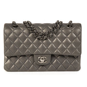 Authentic second-hand vintage Chanel Medium Classic Flapbag Metallic Silver buy online webshop LabelLOV
