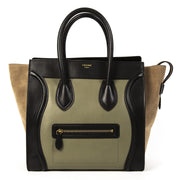 Celine Luggage Black Green and Beige Tricolor Handbag