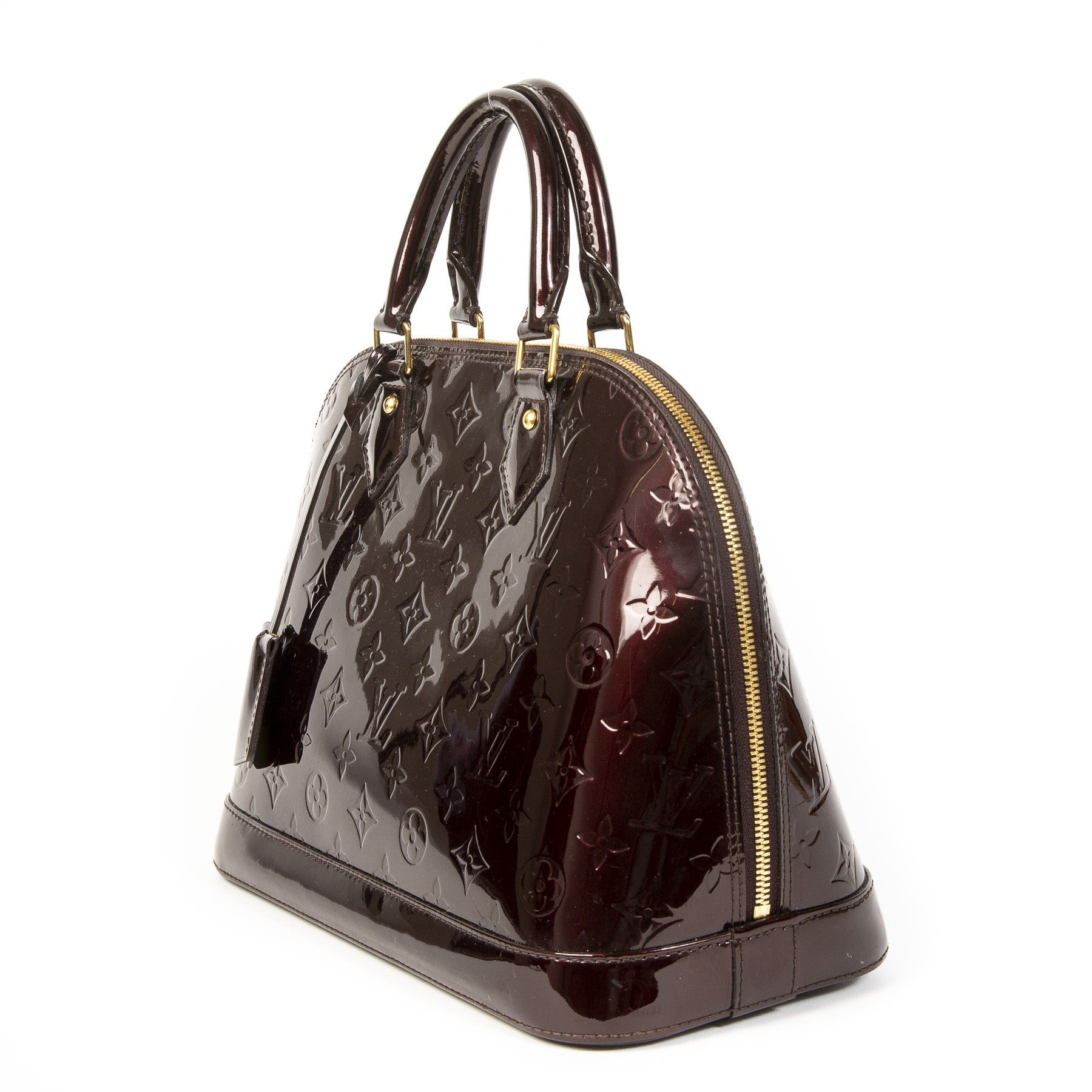 Authentieke Tweedehands Louis Vuitton Amarante Vernis Alma Bag juiste prijs veilig online shoppen luxe merken webshop winkelen Antwerpen België