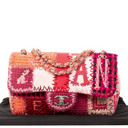 Authentieke Tweedehands Chanel Red Tweed Patchwork Flap Bag Medium juiste prijs veilig online shoppen luxe merken webshop winkelen Antwerpen België mode fashion
