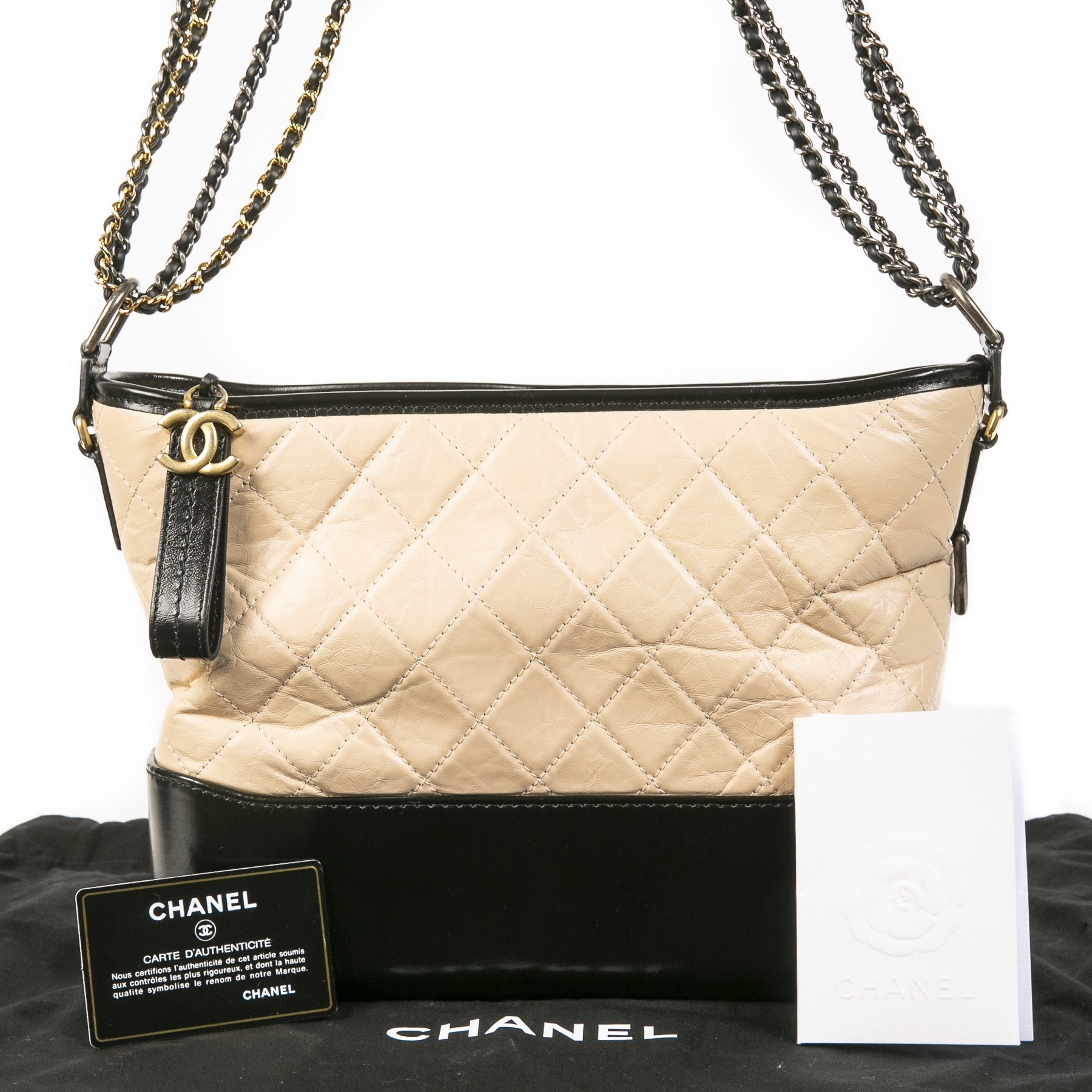 Authentieke Tweedehands Chanel Beige Gabrielle Hobo Bag juiste prijs veilig online shoppen luxe merken webshop winkelen Antwerpen België mode fashion