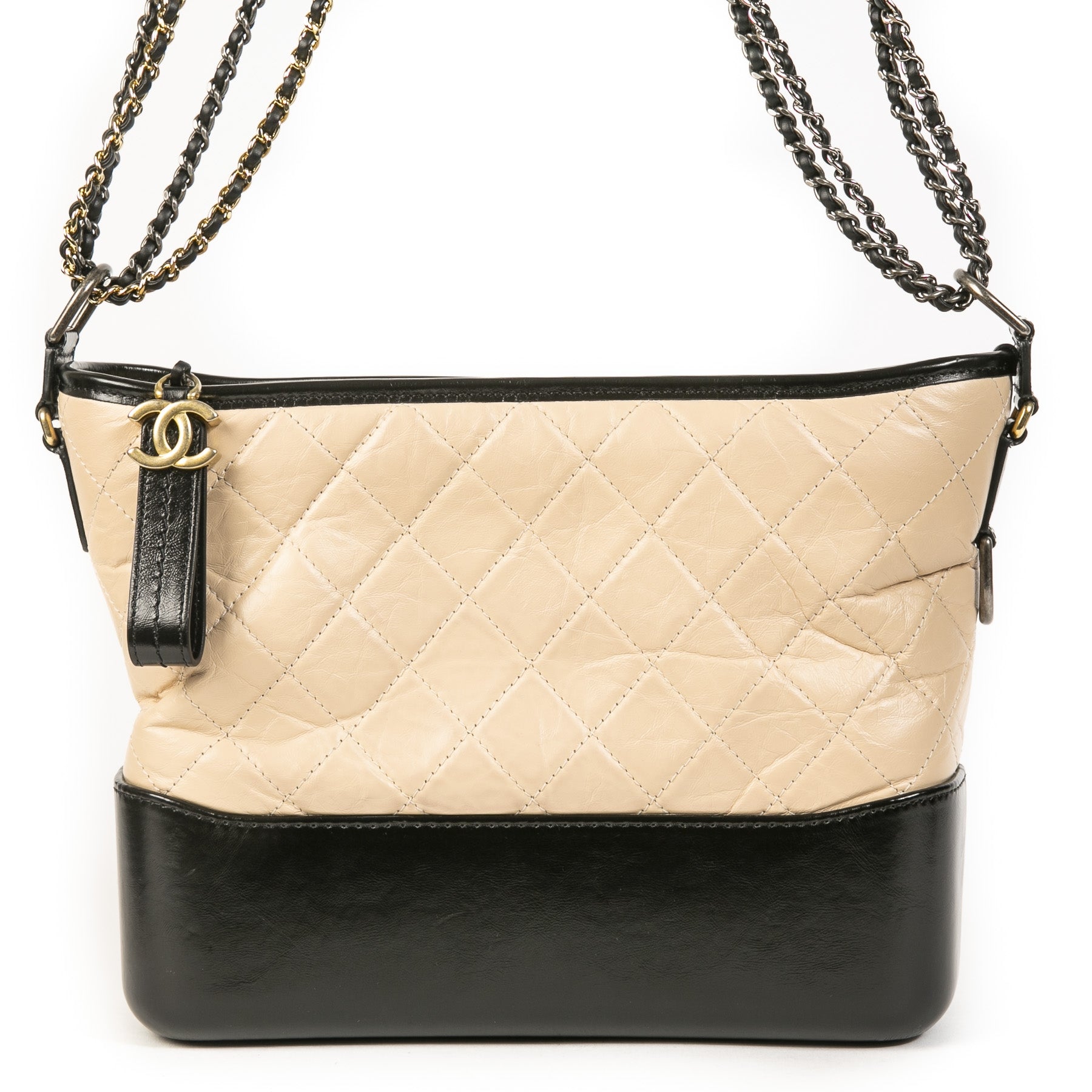 Authentieke Tweedehands Chanel Beige Gabrielle Hobo Bag juiste prijs veilig online shoppen luxe merken webshop winkelen Antwerpen België mode fashion
