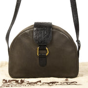 Authentieke Tweedehands Delvaux Green Leather Ostrich Detail Shoulder Bag juiste prijs veilig online shoppen luxe merken webshop winkelen Antwerpen België