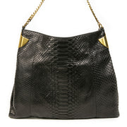 Authentieke Tweedehands Gucci Black Python Shoulder Bag juiste prijs veilig online shoppen luxe merken webshop winkelen Antwerpen België mode fashion