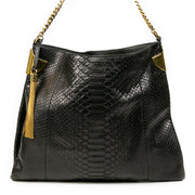 Authentieke Tweedehands Gucci Black Python Shoulder Bag juiste prijs veilig online shoppen luxe merken webshop winkelen Antwerpen België mode fashion