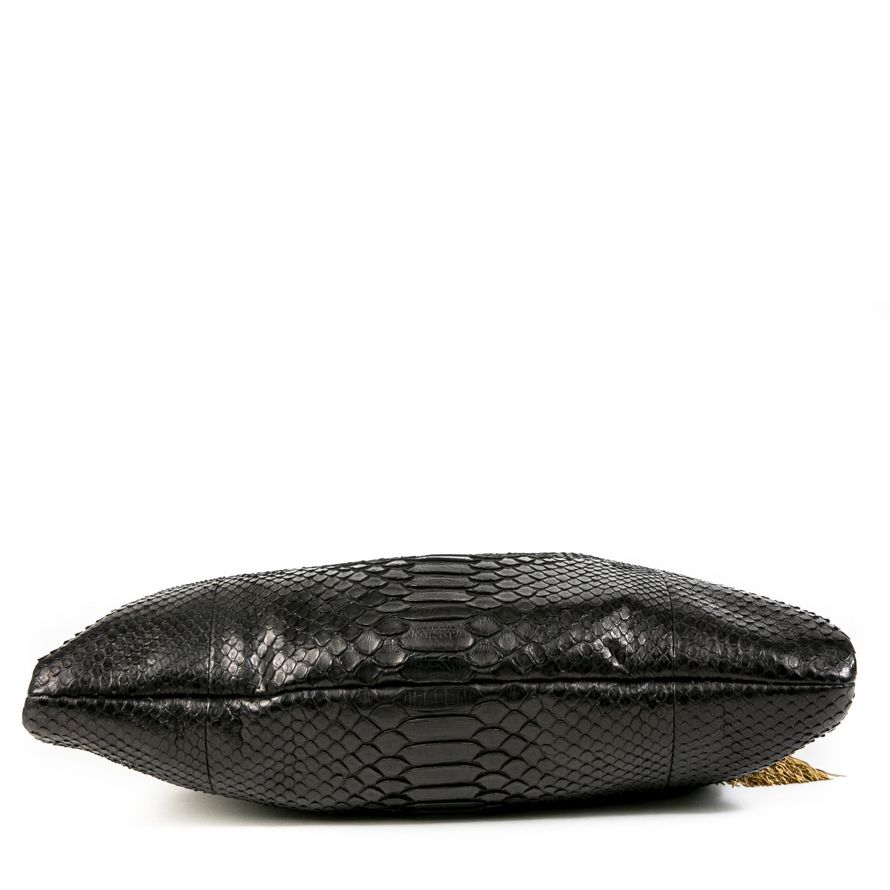 Authentieke Tweedehands Gucci Black Python Shoulder Bag juiste prijs veilig online shoppen luxe merken webshop winkelen Antwerpen België mode fashion