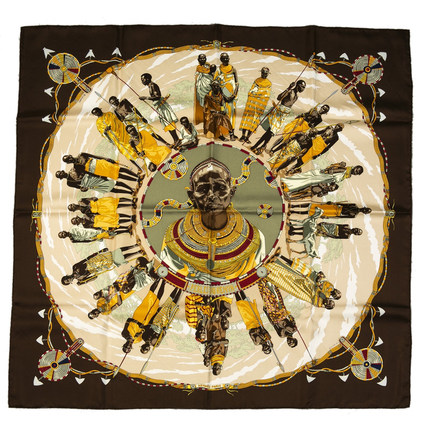 Authentieke Tweedehands Hermès Carré Silk Scarf 'Perles du Kenya' juiste prijs veilig online shoppen luxe merken webshop winkelen Antwerpen België mode fashion