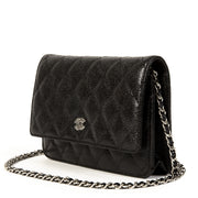Chanel Black Caviar Leather Wallet On Chain