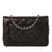 Chanel Black Caviar Leather Wallet On Chain