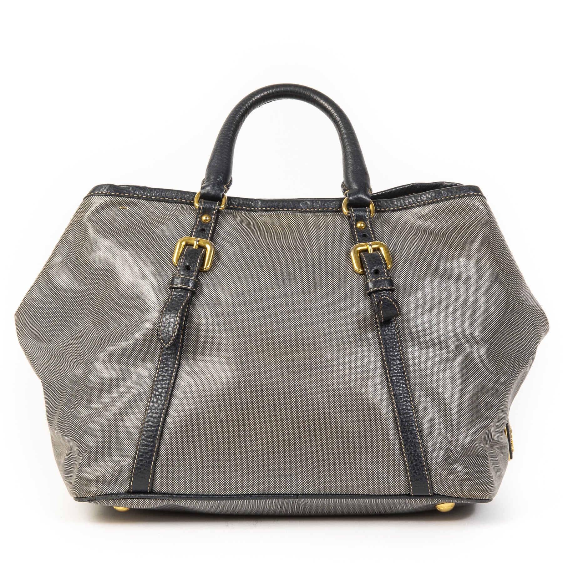 Authentic second-hand vintage Prada Blue Logo Tote Bag buy online webshop LabelLOV