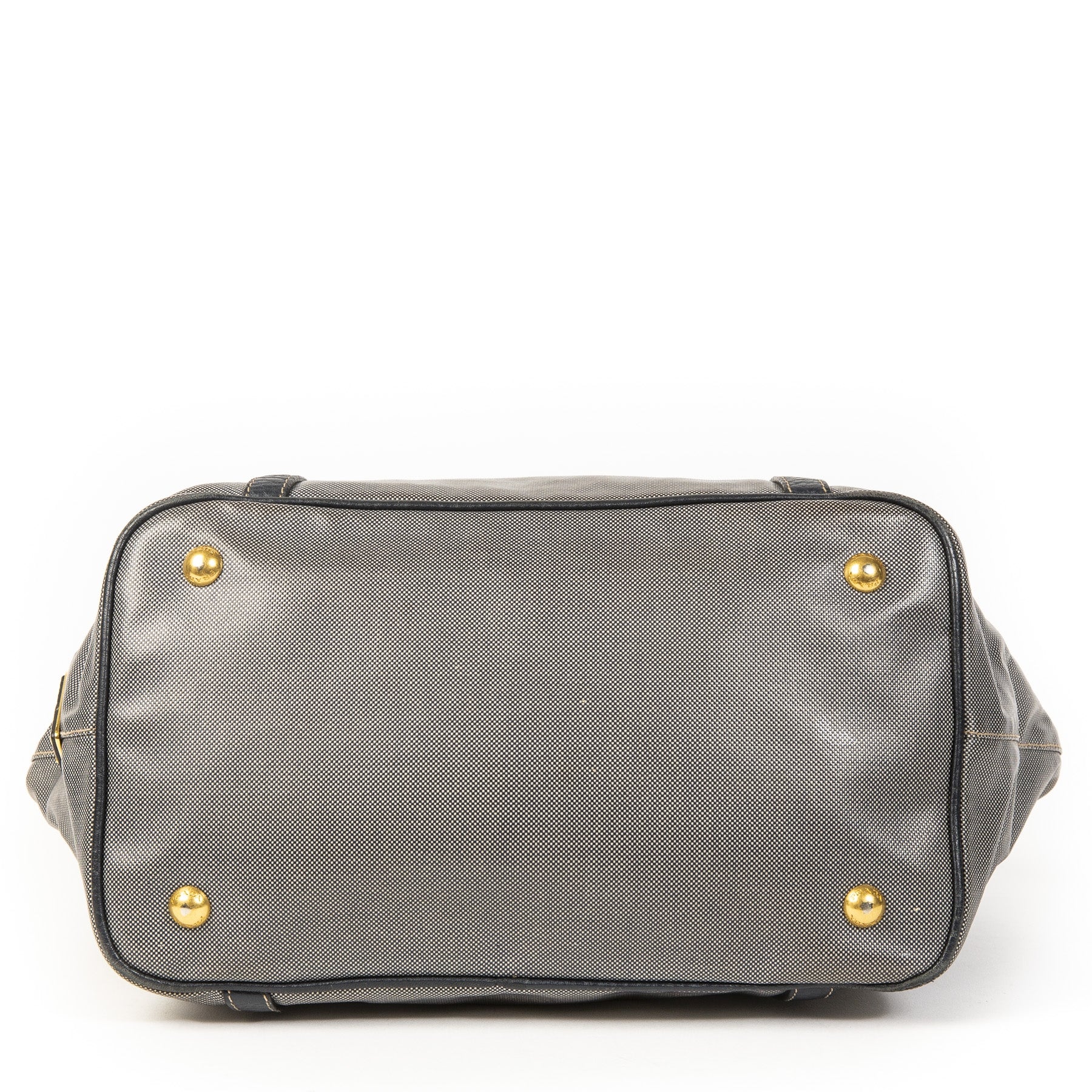 Authentieke tweedehands vintage Prada Blue Logo Tote Bag koop online webshop LabelLOV