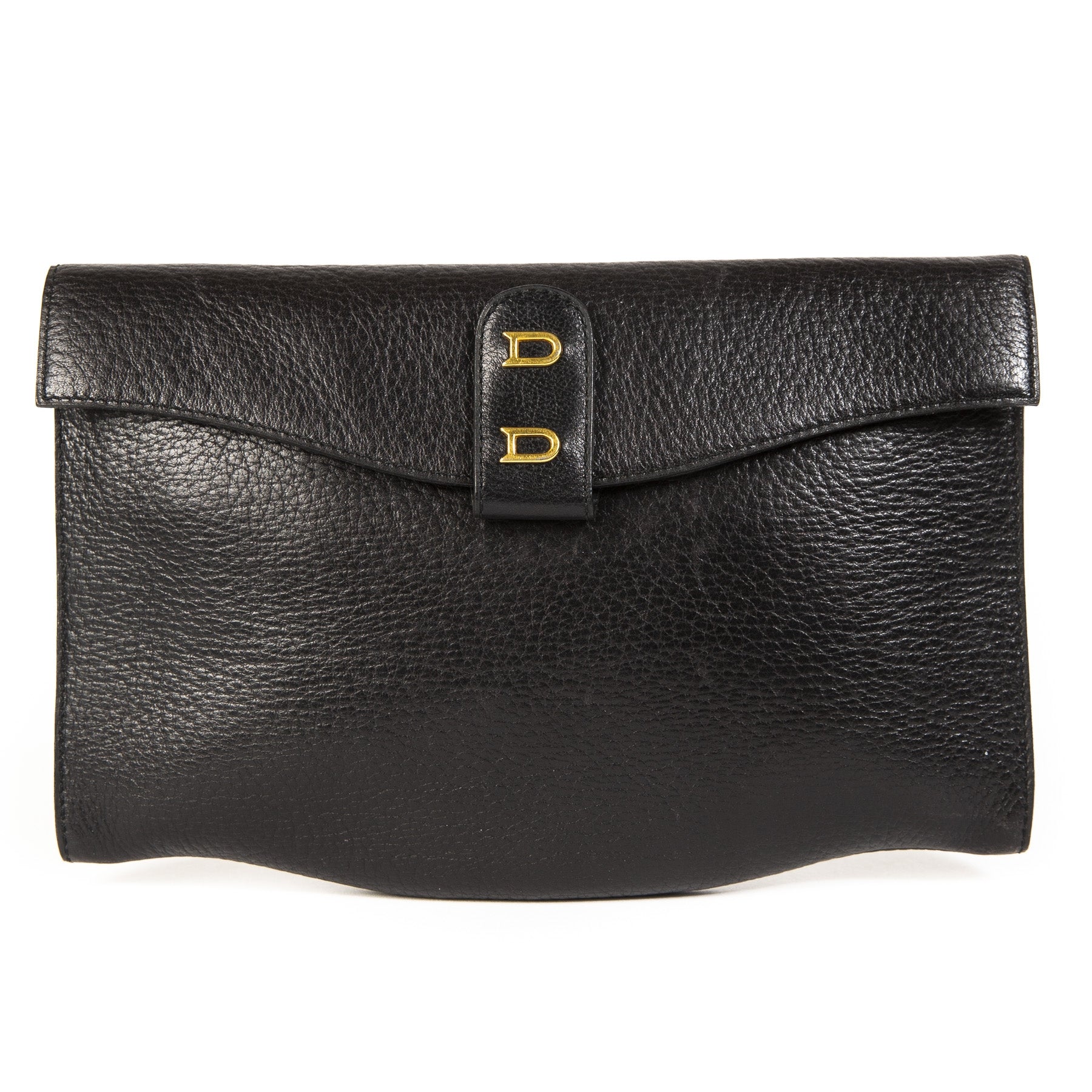 Delvaux Black Leather Clutch at Labellov. Online webshop Antwerp