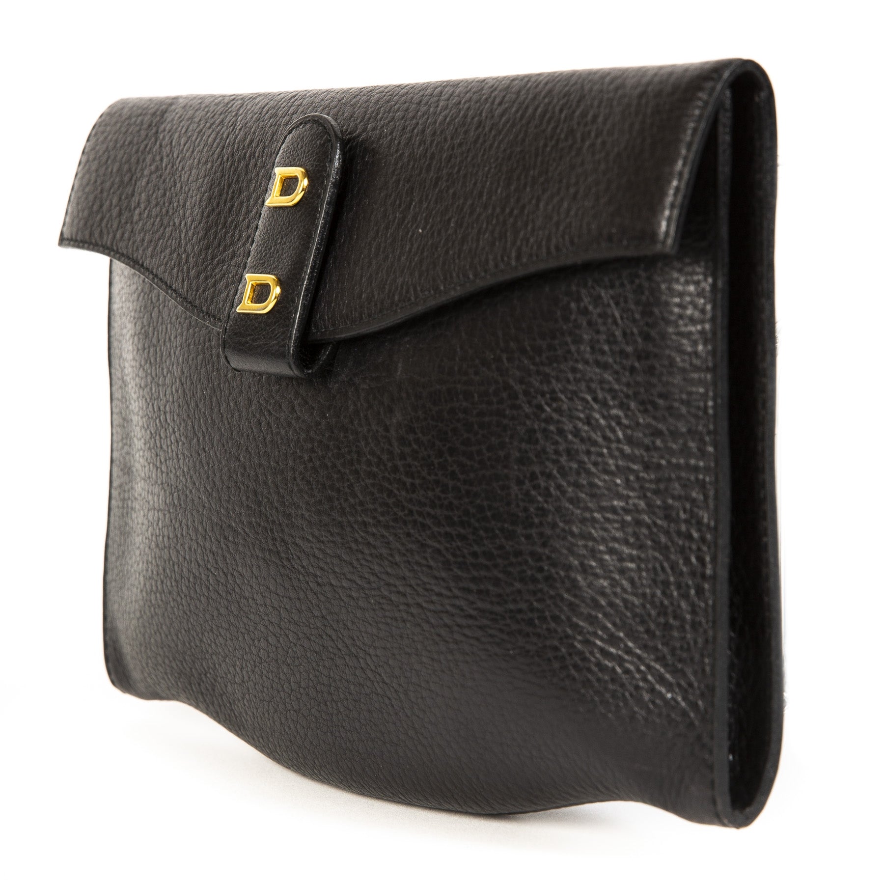 Preloved Delvaux Black Leather Clutch at Labellov Antwerp