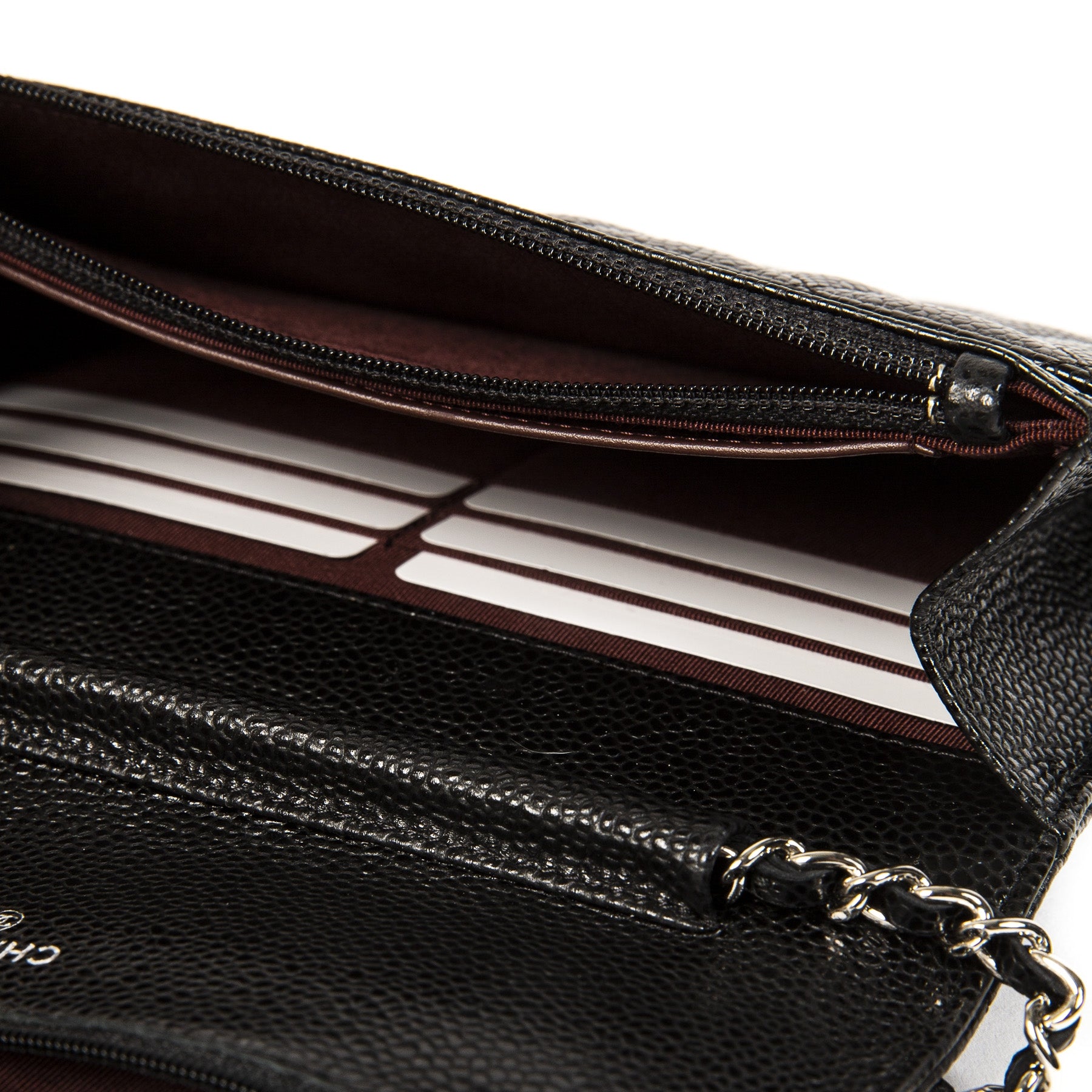 acheter en ligne Chanel Black Caviar Leather Wallet On Chain