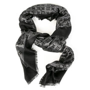 Authentieke Tweedehands Louis Vuitton Classic Blue Monogram Scarf juiste prijs veilig online shoppen luxe merken webshop winkelen Antwerpen België mode fashion