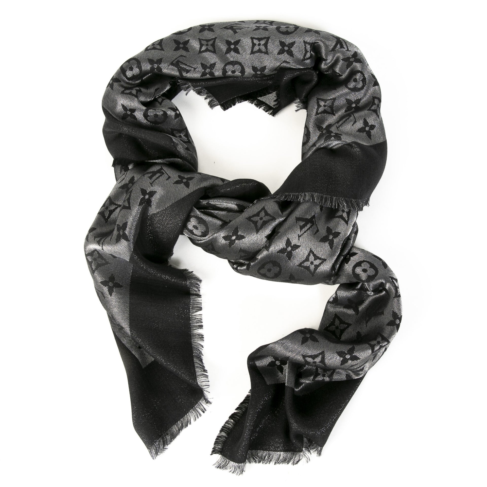 Authentieke Tweedehands Louis Vuitton Classic Blue Monogram Scarf juiste prijs veilig online shoppen luxe merken webshop winkelen Antwerpen België mode fashion