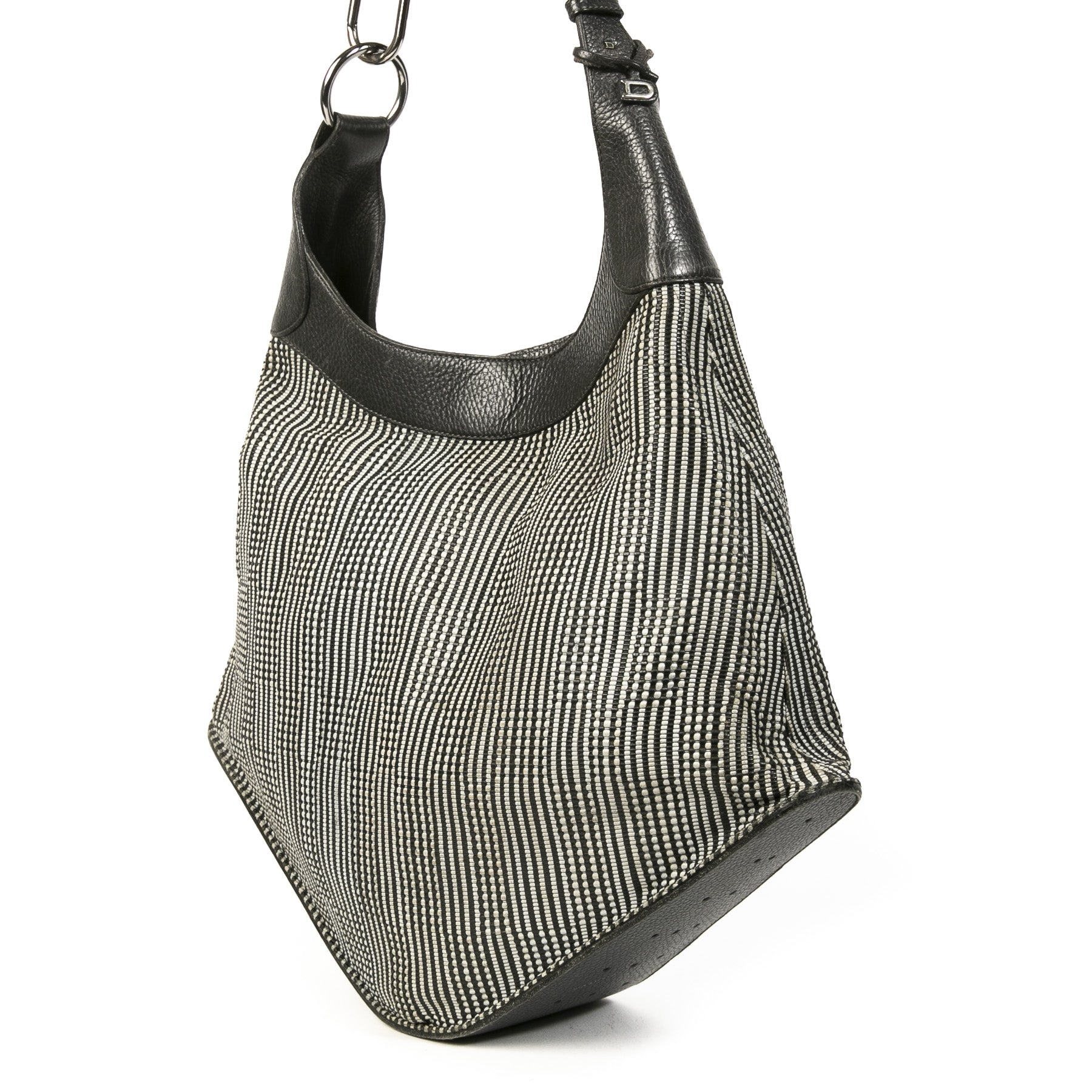 Authentieke Tweedehands Delvaux Blue Toile de Cuir Shoulder Bag juiste prijs veilig online shoppen luxe merken webshop winkelen Antwerpen België mode fashion
