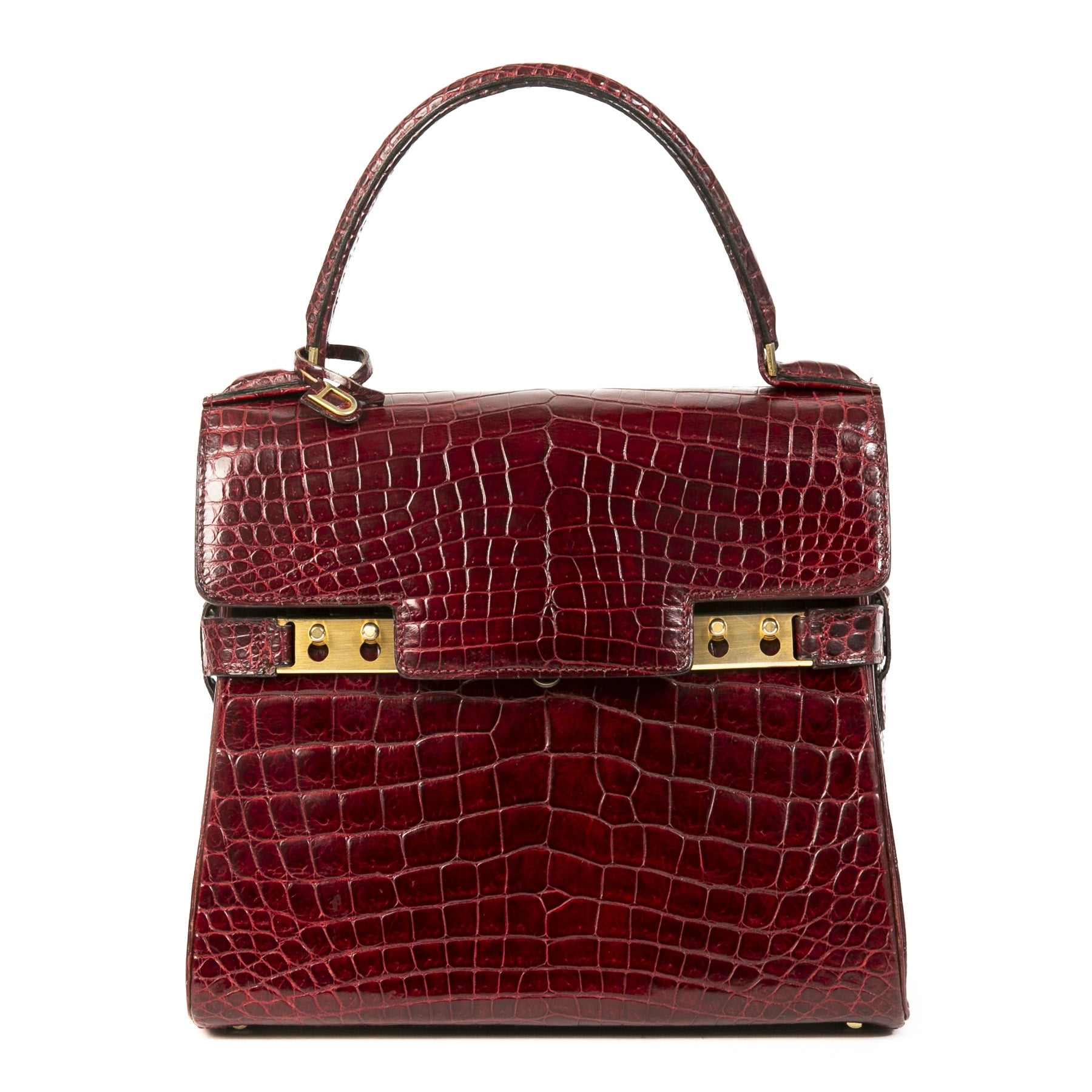 Delvaux Tempête Croco Burgundy PM