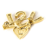 YSL Gold Logo Heart Brooch