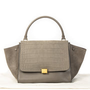 Authentic second-hand vintage Celine Crocodile Nubuck Trapeze Bag buy online webshop LabelLOV