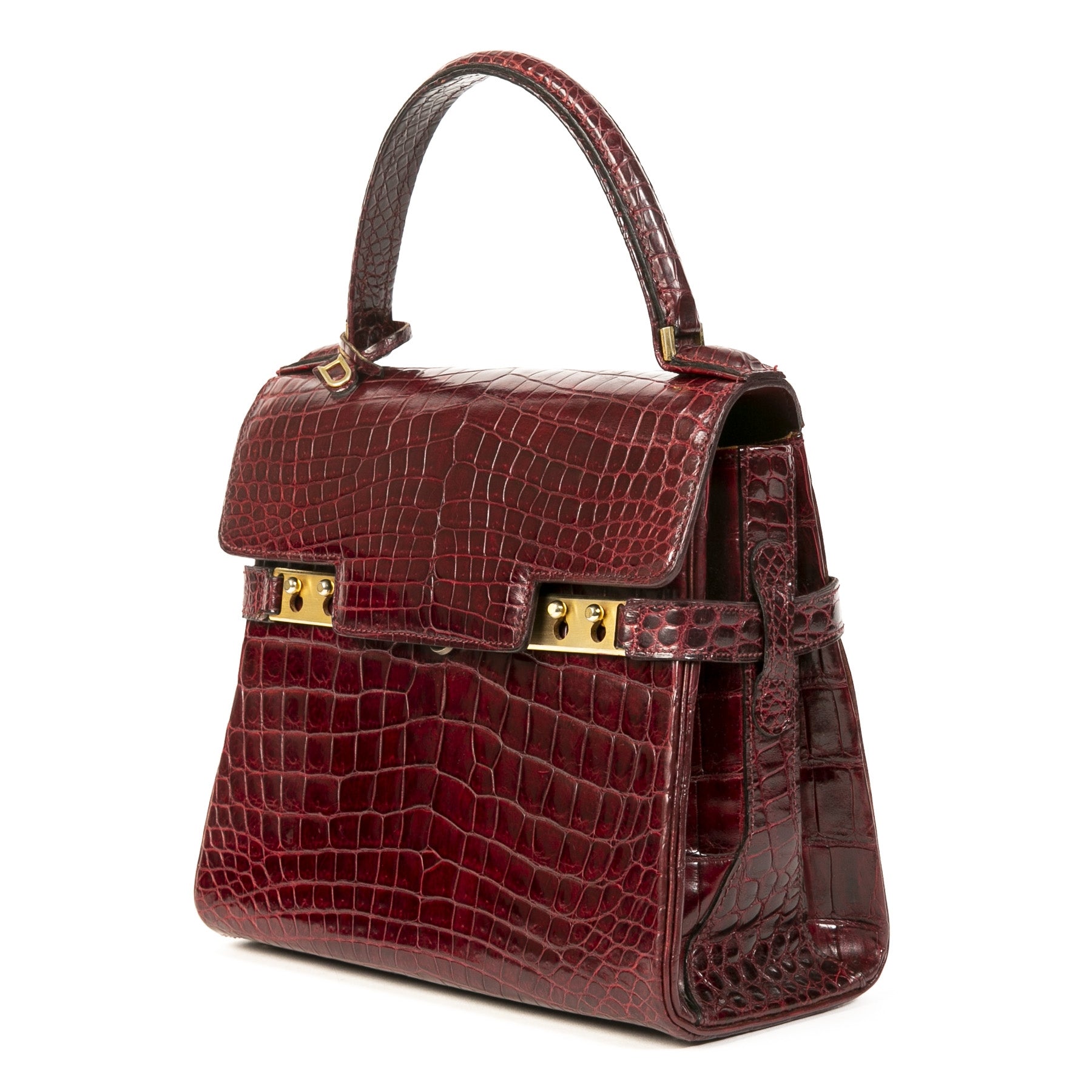 Delvaux Tempête Croco Burgundy PM